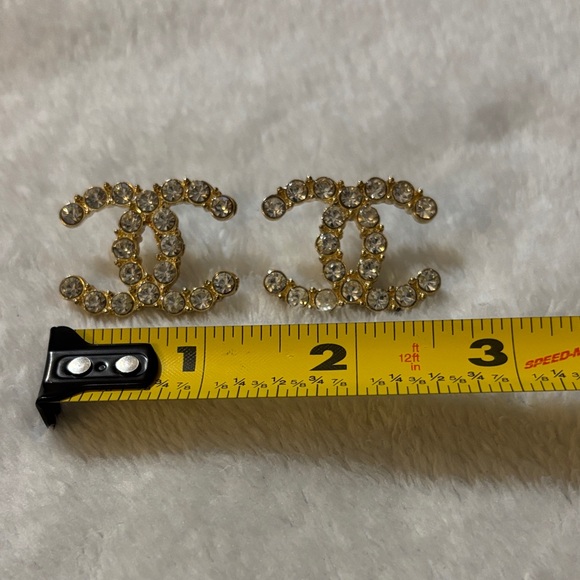 Elegant Gold and Silver Crystal Logo Earrings - Picture 6 of 6